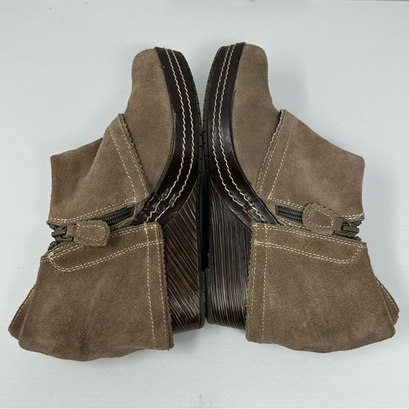 Dr Scholl’s Suede Leather Fold Over Ankle Boot Wedges Size 9 Brown - Picture 4 of 9